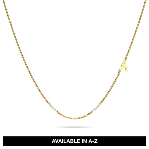 Bold Alphabet Letter Initial Charm Necklace in Gold Tone